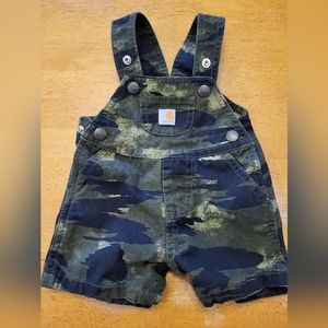CARHARTT CAMO BIBBED OVERALL SHORTS SZ 3 MONTH